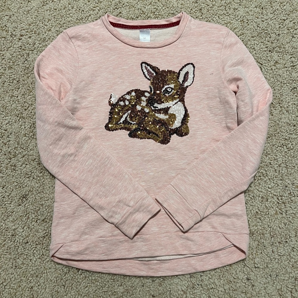 Sequin Bambi sweater shirt sz12